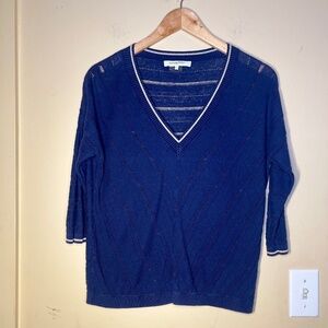 Gerard Darel Navy Blue V-Neck Sweater